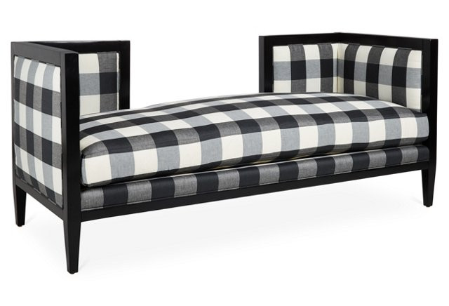 Dixon 68" Bench, Black/White Gingham | One Kings Lane