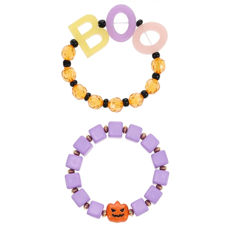 Way to Celebrate "BOO" Halloween Beaded Stretch Bracelet Set, 2 Pieces | Walmart (US)