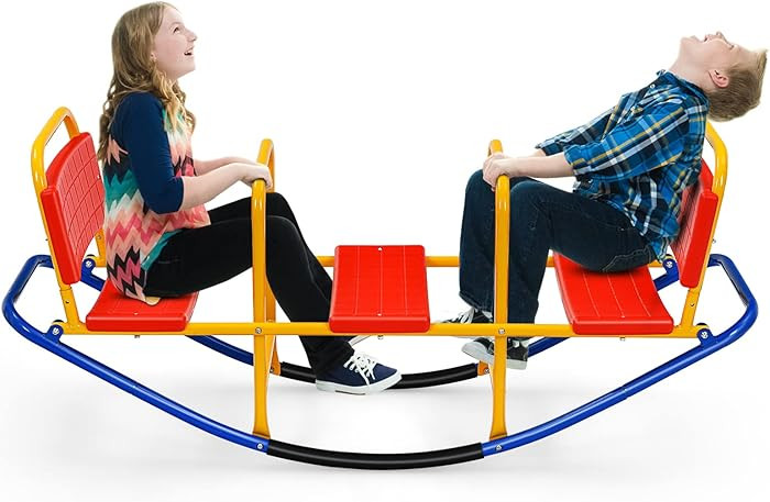 HONEY JOY Kids Seesaw Teeter Totter, 3-Person Heavy Duty Metal Playground Equipment for Backyard,... | Amazon (US)