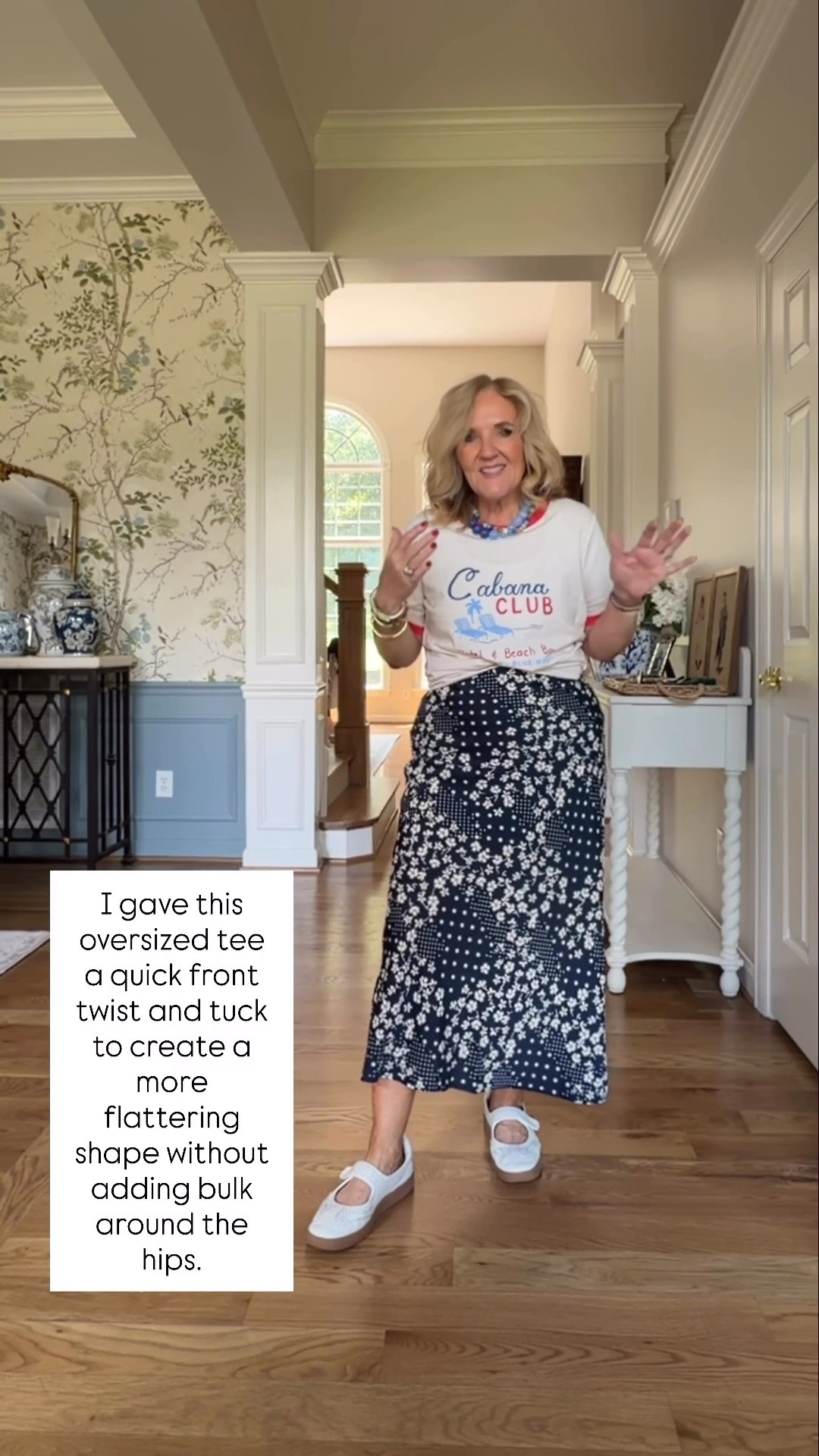 This Cabana Club graphic tee from Kohl’s is such a fun summer staple, and it’s on sale! I paired it with this printed Kohl’s slip skirt, which is also on sale, for an effortless outfit that’s equal parts playful and polished. I’m wearing a medium in the tee. It has an oversized fit, and I like doing a quick front twist and tuck to reduce bulk around the hips.

💡 LTK MADE EASY
❤️ Heart = Support my posts!
🔖 Save = Get sale & restock alerts
📋 Lists = Keep favorites organized
📲 Share = Send lists and products to a friend. Hello, Christmas List!
💬 Comment = Ask me anything about what I’m wearing.:-)

#LTKootd #LTKOver40 #LTKSaleAlert