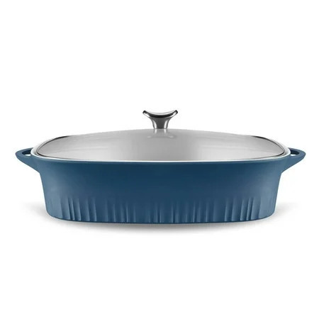 CorningWare QuickHeat 5.7-quart Roasting Pan with Lid, French Navy | Walmart (US)