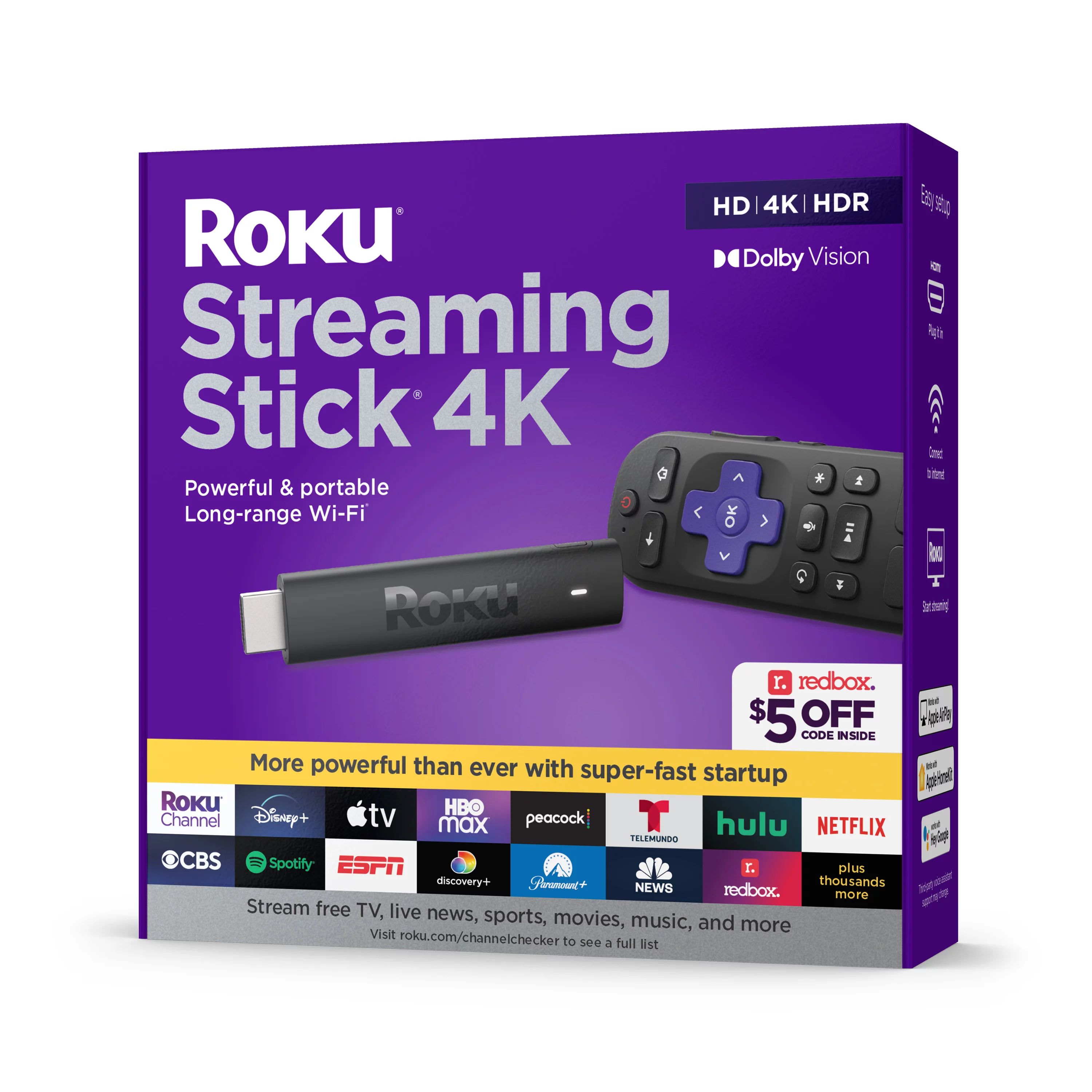 Roku Streaming Stick 4K | Streaming Device 4K/HDR/Dolby Vision with Voice Remote with TV Controls... | Walmart (US)