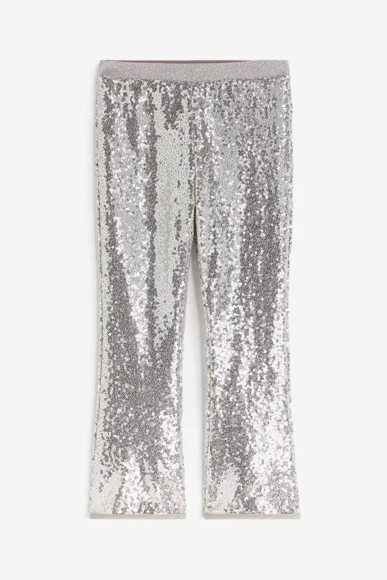 Flared Sequined Leggings - Silver-colored/sequins - Kids | H&M US | H&M (US + CA)