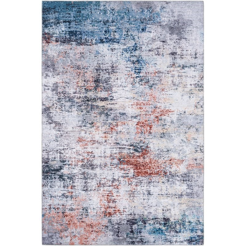 Olivia OLV-2312 3'6" x 5'6" Rug Orange/Pale Pink/Teal/Charcoal/Gray/Wheat/Cream | Homesquare