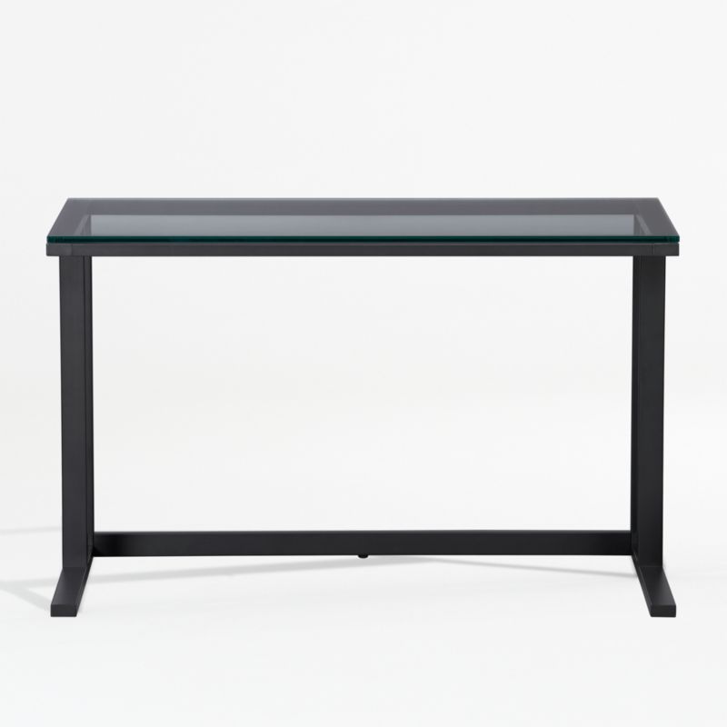 Pilsen Graphite Glass Desk + Reviews | Crate and Barrel | Crate & Barrel