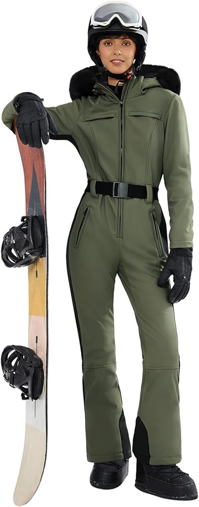 Yousify Traje de esquí para mujer, traje de nieve de una pieza, impermeable, resistente al vient... | Amazon (US)