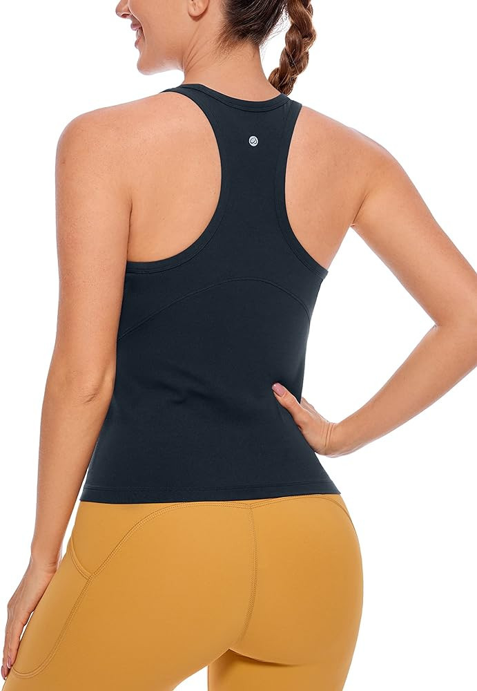 CRZ YOGA Butterluxe Womens Racerback Tank Top High Neck Workout Tops Athletic Sleeveless Top Cami... | Amazon (US)