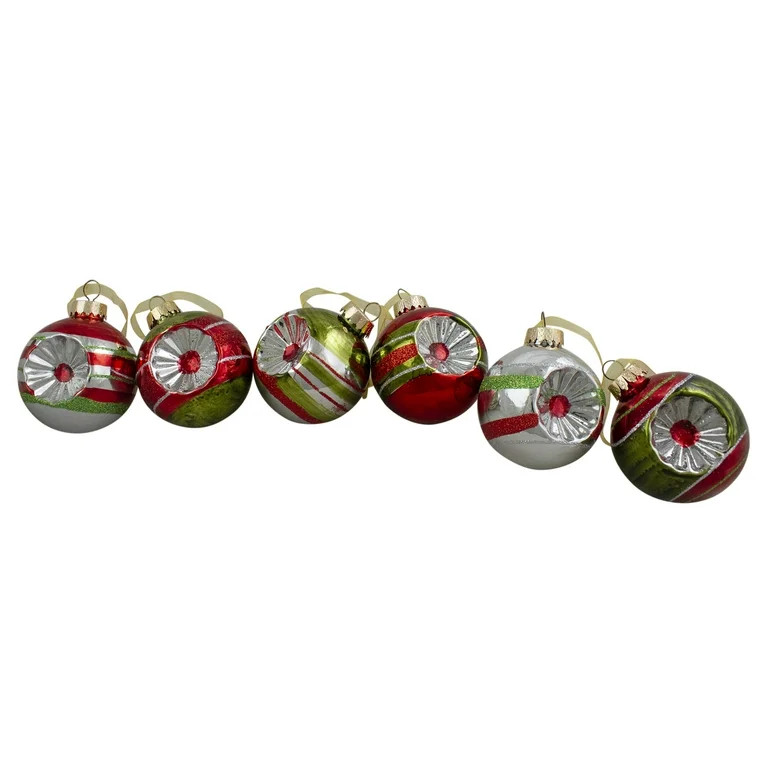 Northlight 6ct Silver and Red 2-Finish Retro Reflector Christmas Ball Ornaments 2.75" (55mm) - Wa... | Walmart (US)