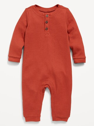Unisex Thermal-Knit Henley One-Piece for Baby | Old Navy (US)