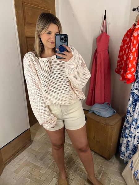 The cutest sweater! They only had a medium in store but I’d go with a small or XS. It also comes in petite and plus!
Shorts - sized up to a 28, runs small

#LTKSeasonal