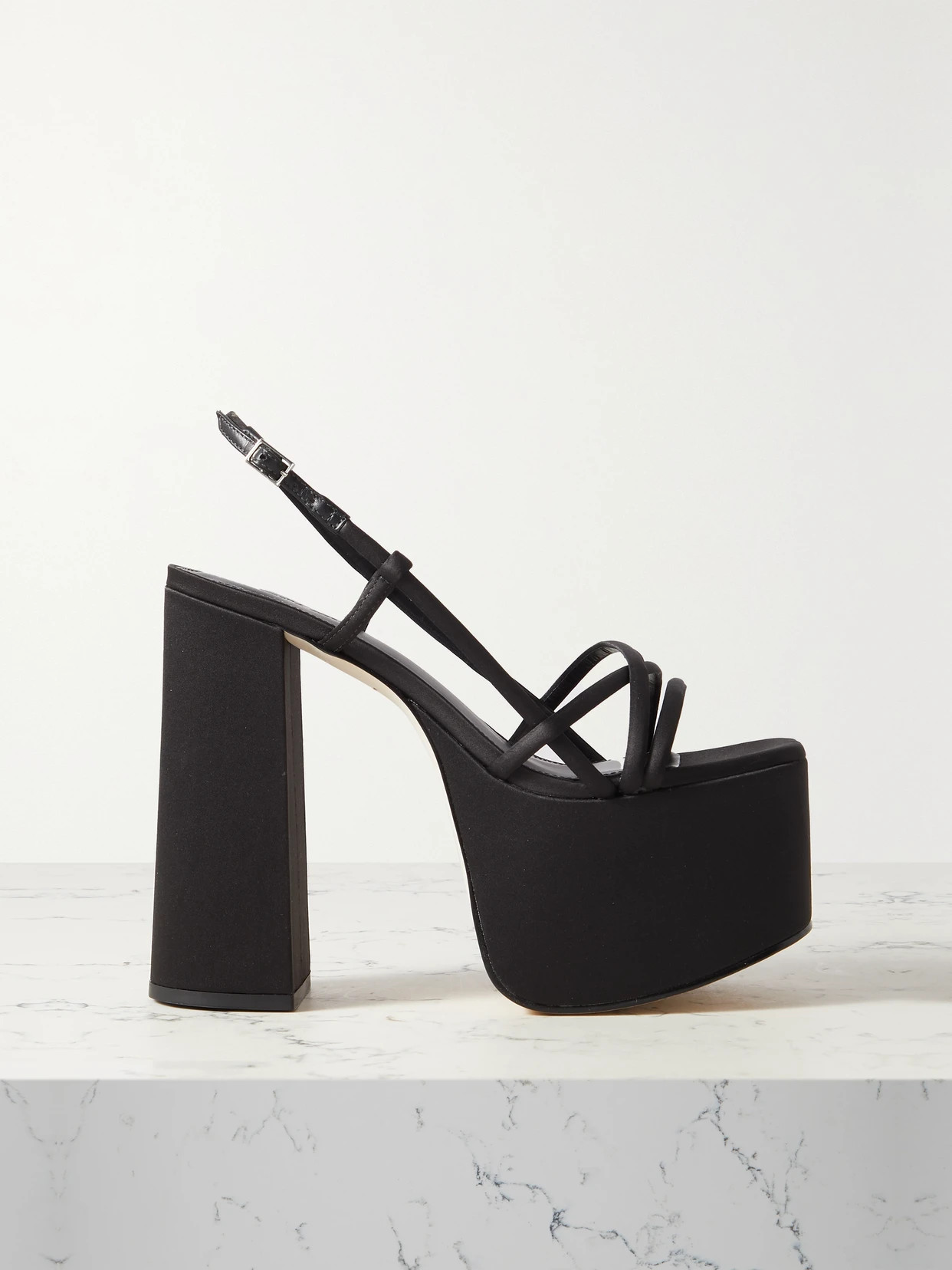 Cult Gaia - Moriah Satin Platform Slingback Sandals - Black | NET-A-PORTER (US)