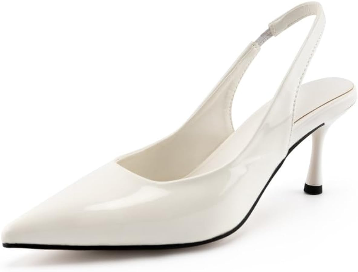 heelchic Women‘s Kitten Pumps Heels, Low Heels Comfortable Slingback Dress Shoes for Women | Amazon (US)