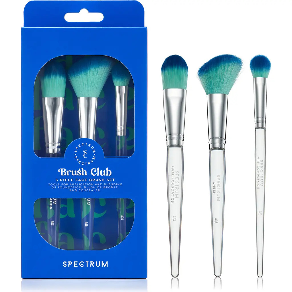 SPECTRUM Brush Club The Face 3-Piece Makeup Brush Set in Blue at Nordstrom | Nordstrom