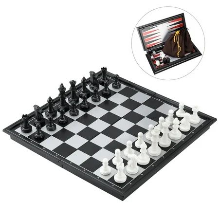 3 in 1 Magnetic Chess Checkers Backgammon Set Folding Portable Travel Chess Board Classic Educationa | Walmart (US)