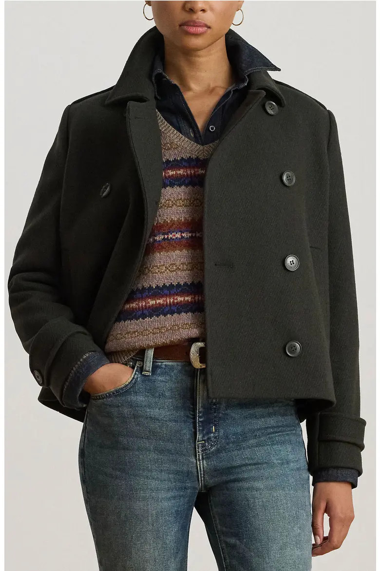 Double Breasted Wool Blend Twill Jacket (Women) | Nordstrom | Nordstrom
