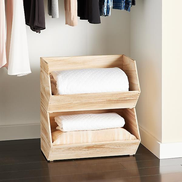 Wooden Stacking Bin | The Container Store