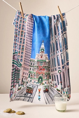 Holiday in the City Dish Towel | Anthropologie (US)