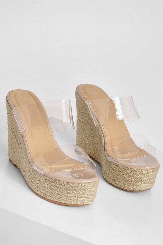 Clear Double Strap Patent Wedge | Boohoo.com (US & CA)