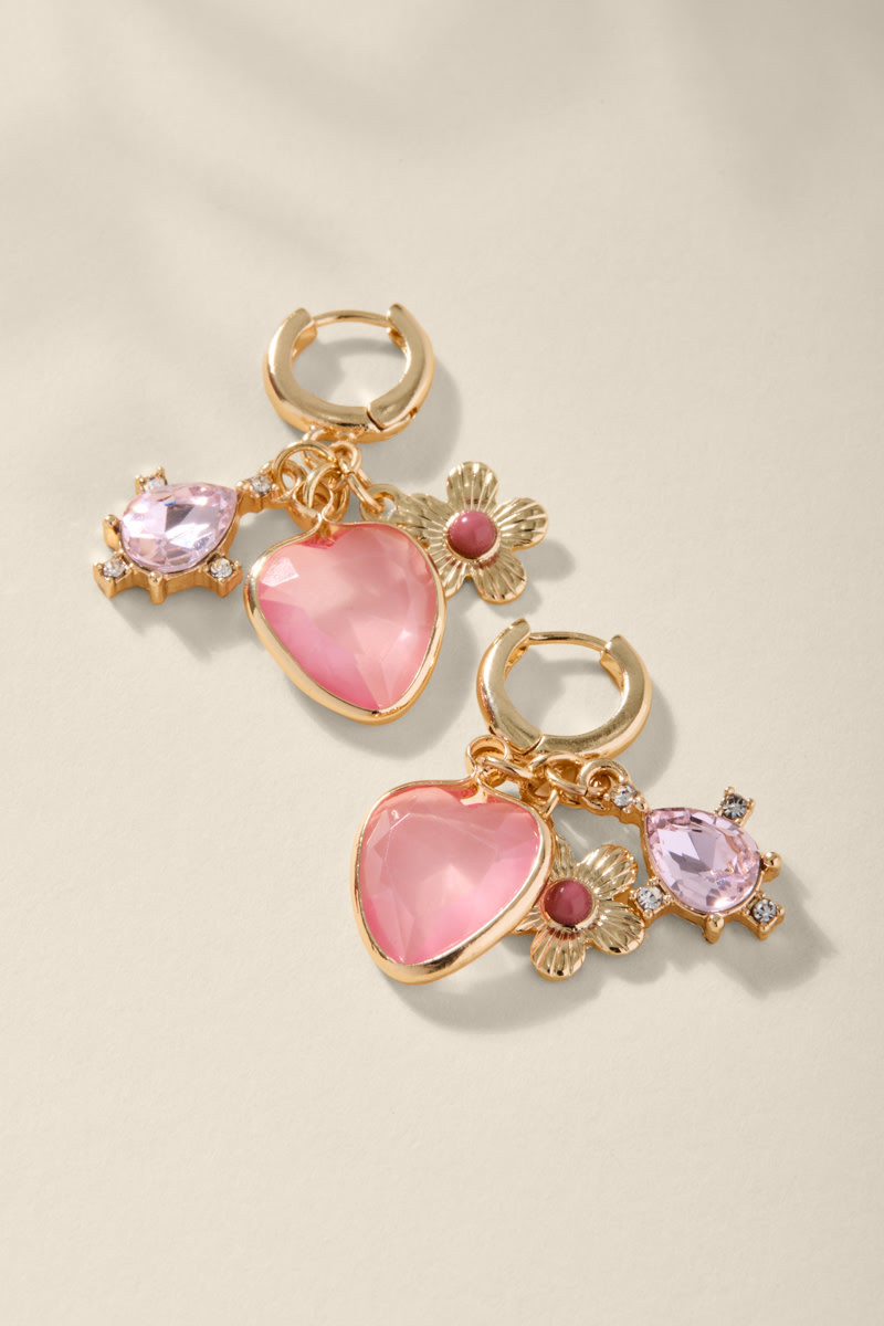 Mara Heart Charm Drop Earrings | Francesca's