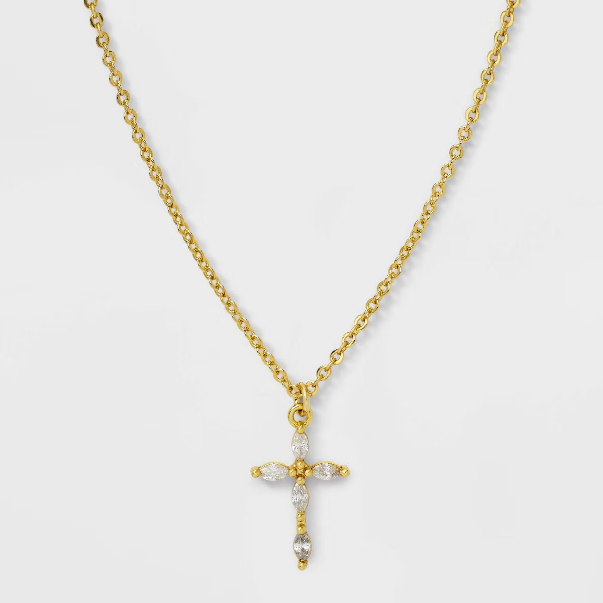 14K Sterling Silver Cubic Zirconia Cross Pendant Necklace - A New Day™ Gold | Target