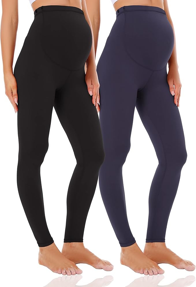 Foucome Women's Maternity Leggings Over The Belly Pregnancy Active Workout Yoga Tights Pants | Amazon (US)