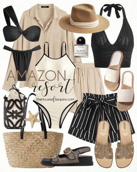 Shop these Amazon Fashion Vacation Outfit and Resortwear finds! Beach travel outfit. One piece swimsuit, bikini, crochet top, straw tote bag, beach bag, Sam Edelman Bay slide sandals, Straw Panama hat, sun hat, Rattan slide sandals, Dolce Vita Starla sandals, striped shorts, halter top, matching set, linen Set, Loewe bucket bag and more! 

Follow my shop @thehouseofsequins on the @shop.LTK app to shop this post and get my exclusive app-only content!

#liketkit 
@shop.ltk
https://liketk.it/4D6GS

#LTKstyletip #LTKtravel #LTKswim