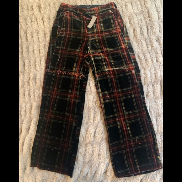 New with tags J CREW tartan plaid velvet pants size 2p. | Poshmark
