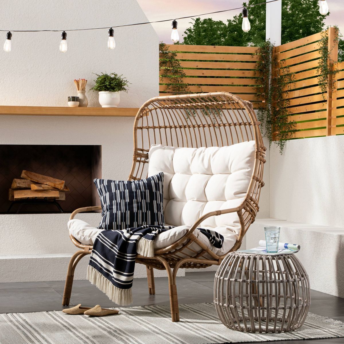 Wicker & Metal Outdoor Patio Chair, Egg Chair Natural - Threshold™ designed with Studio McGee | Target