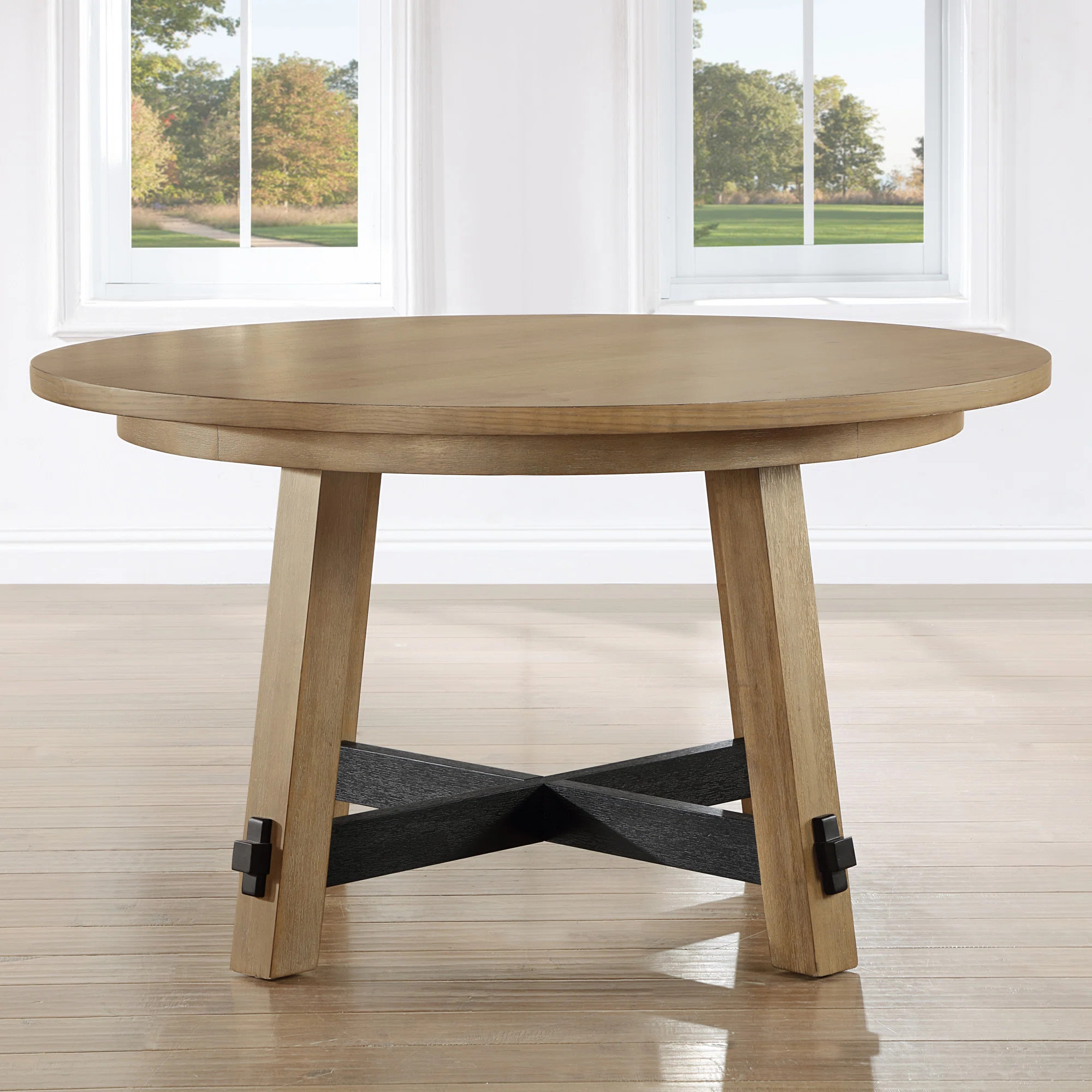 Rickye Oak Round Solid Wood Base Dining Table | Wayfair North America
