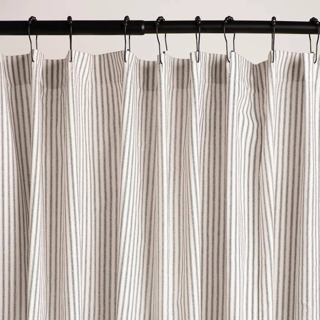 Black and White Ticking Stripe Shower Curtain: 100% Cotton, Made in USA - Etsy | Etsy (US)