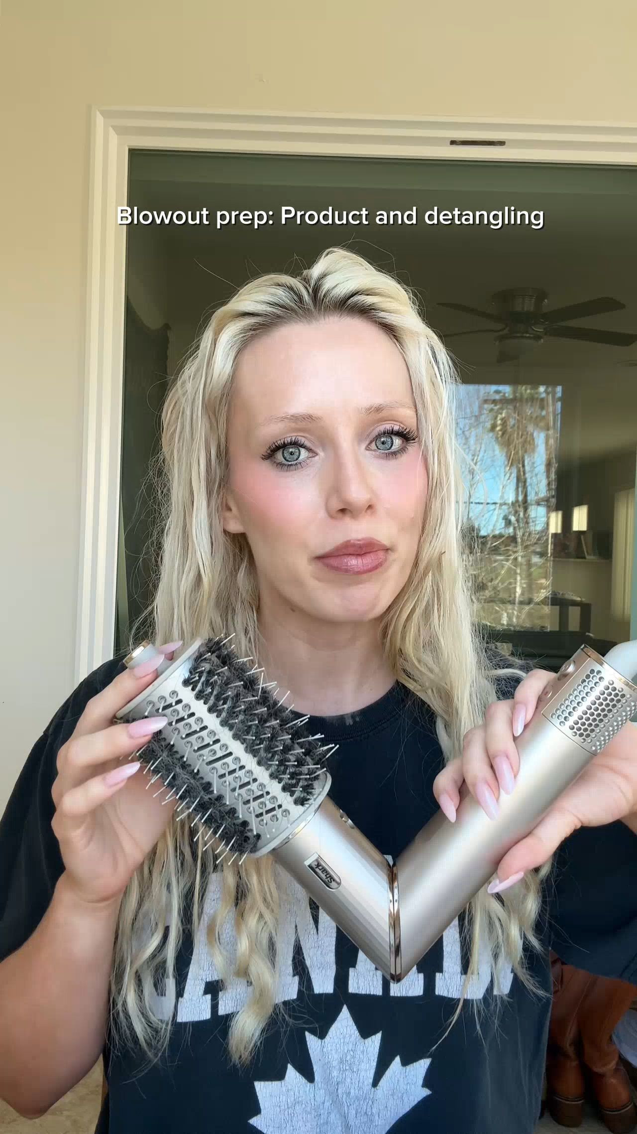 Blowout prep for irish curls. Extra protection since I don't have my ibiza brush. Product can act as a barrier between hot tools & hair.  

 #LTKdayinmylife #LTKgrwm #LTKBeauty