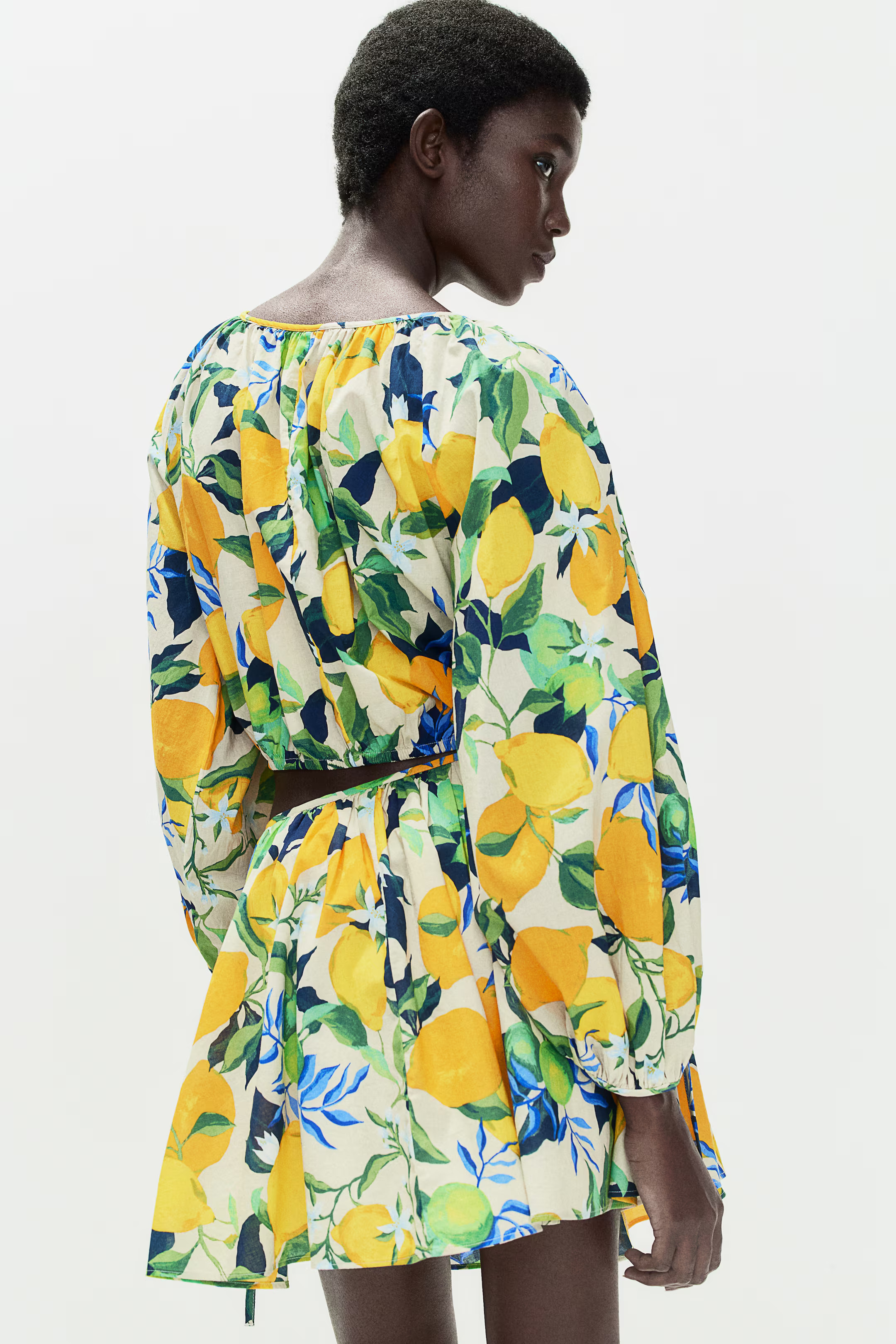 Mini-Tellerrock - Hoher Bund - Mini - Cremefarben/Zitrone - Ladies | H&M AT | H&M (DE, AT, CH, NL, FI)