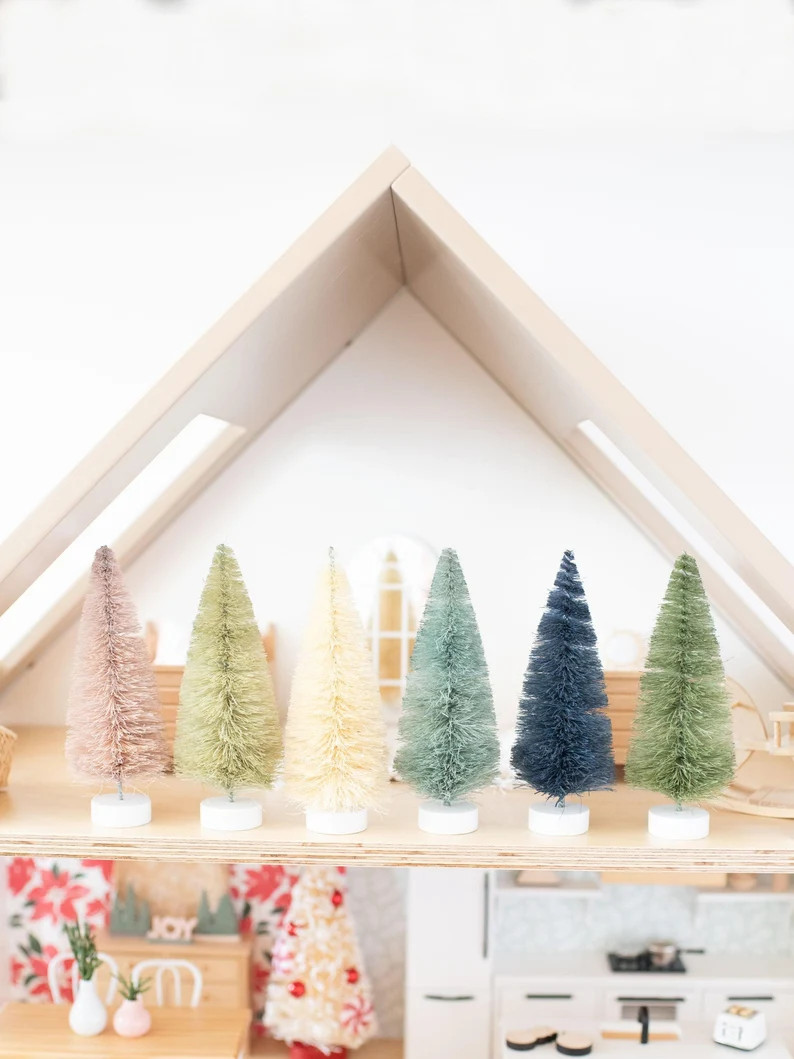Bottle Brush Trees | Pink Green White Ivory Blue | Christmas Holiday | Macy Mae 1:12 Scale Miniat... | Etsy (US)