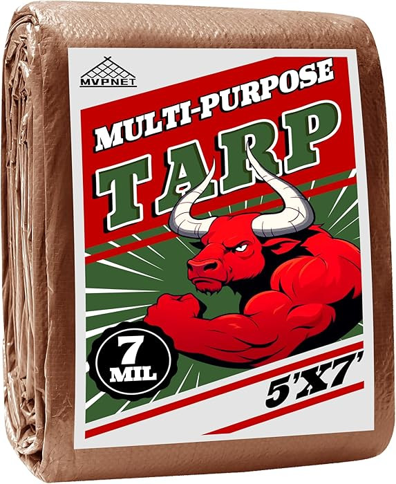 Tarp 5x7 ft 100% Waterproof 7mil Durable Grommets and Reinforced Edges,Uv Resistant,Green/Brown T... | Amazon (US)