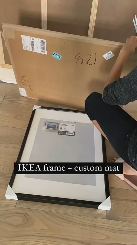 IKEA FRAME HACKS
I've been getting questions on how to order custom mat board. Here is how to get this look

Ordering mat board on your phone:
Order on Mat board and more" - Custom mat board > buy now > top mat color > more mat

> paper > economy > standard > apply > offwhite > outer size and opening > outer size - 19 3/4 × 27 1/2 > opening size - 9 5/8 × 7 5/8 > opening shape - rectangle > bottom margins 14"

It is $18 each for 4 mat boards and varies
with number of mats ordered twas aisso order • You can also get cústom mats at hobby lobby for around the same cost

Total cost - frame - $18 + mat - $18 = $36

IKEA frame Ribba, Hovsta, Knoppang, Lomviken are frames that have 19 3/4 × 27 1/2 size

#LTKhome #LTKVideo #LTKfindsunder100
