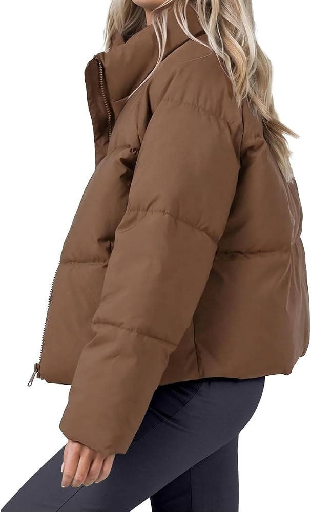 Women's Winter Cropped Puffer Jacket 2023 Long Sleeve Lightweight Zip Short Jacket Coat with Pock... | Amazon (US)