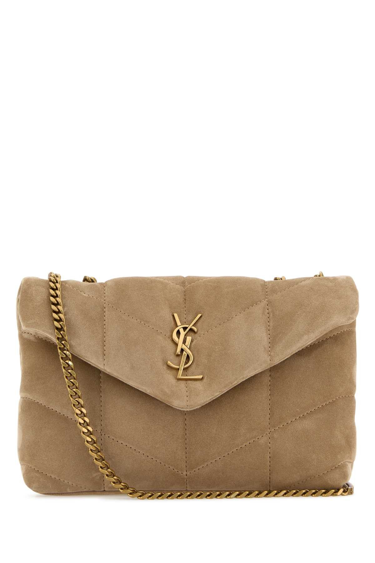 Saint Laurent Beige Suede Puffer Toy Crossbody Bag | Italist.com US