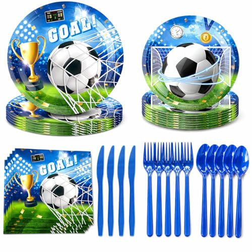 2026 Soccer Birthday Party Decorations,120pcs Party Decorations Plates and Napkins Forks for Football Party Theme Supplies,Serve 20 | Amazon (US)