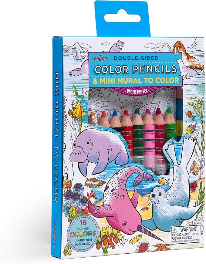 eeBoo: Biggies Color Pencils: Under The Seas - 8 Double-Sided Chunky Pencils & Mini Ocean Colorin... | Amazon (US)