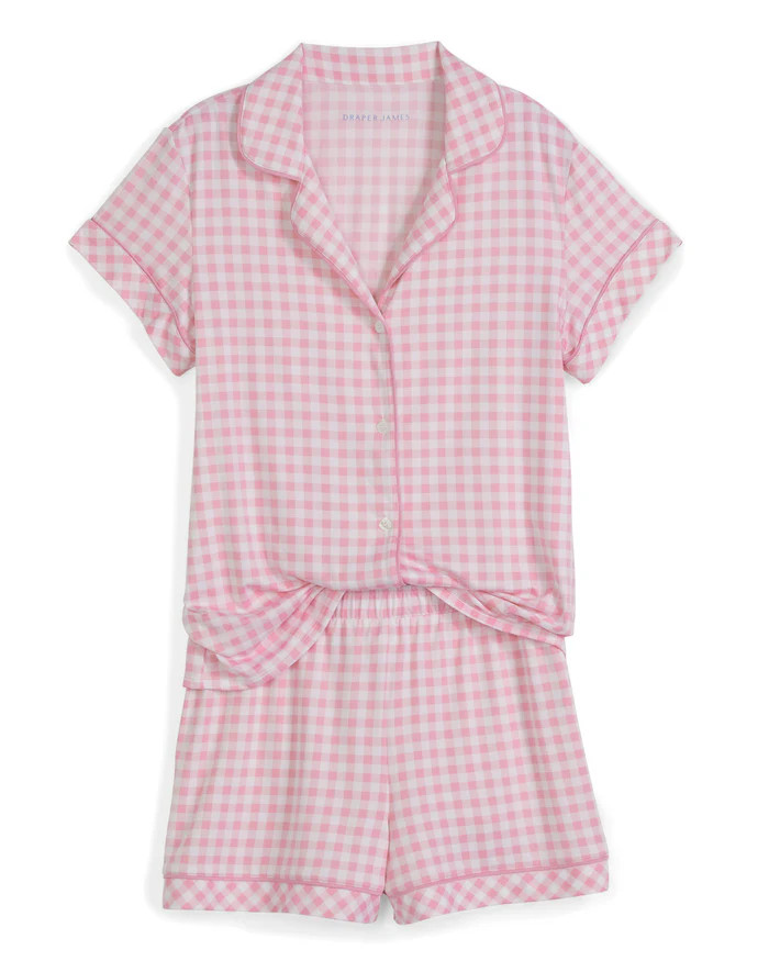 Sara Pajama Set in Light Pink Gingham | Draper James (US)