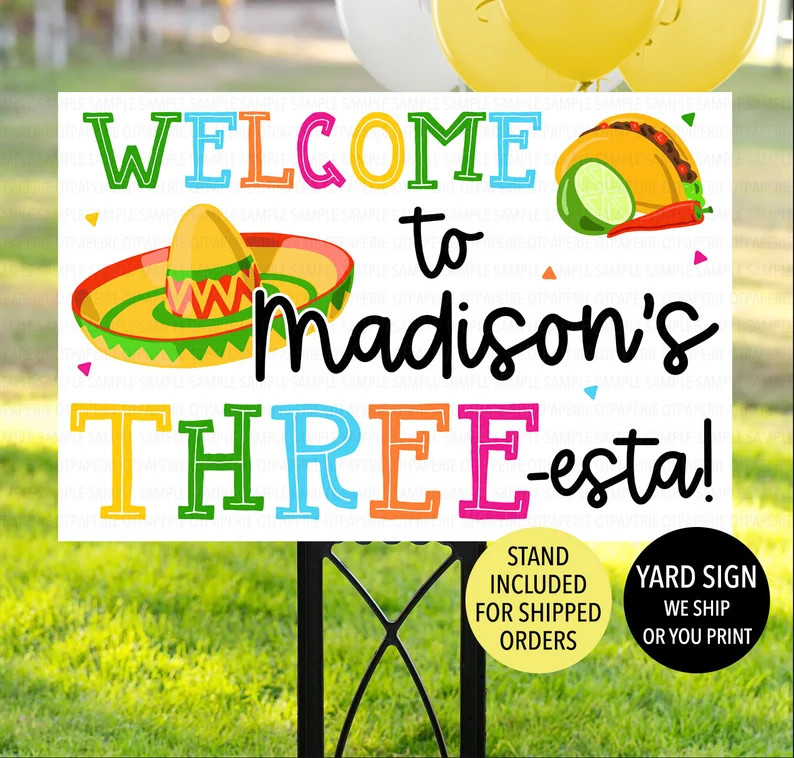 Three Esta Birthday Sign, Girl Three Esta Welcome Sign, Mexican Fiesta Sign, Fiesta Birthday, Thr... | Etsy (US)