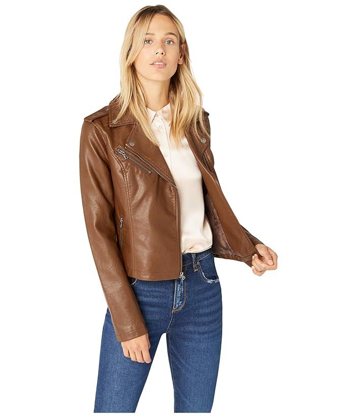 Levi's(r) Classic Asymmetrical Faux Leather Motorcycle Jacket (Cognac) Women's Coat | Zappos
