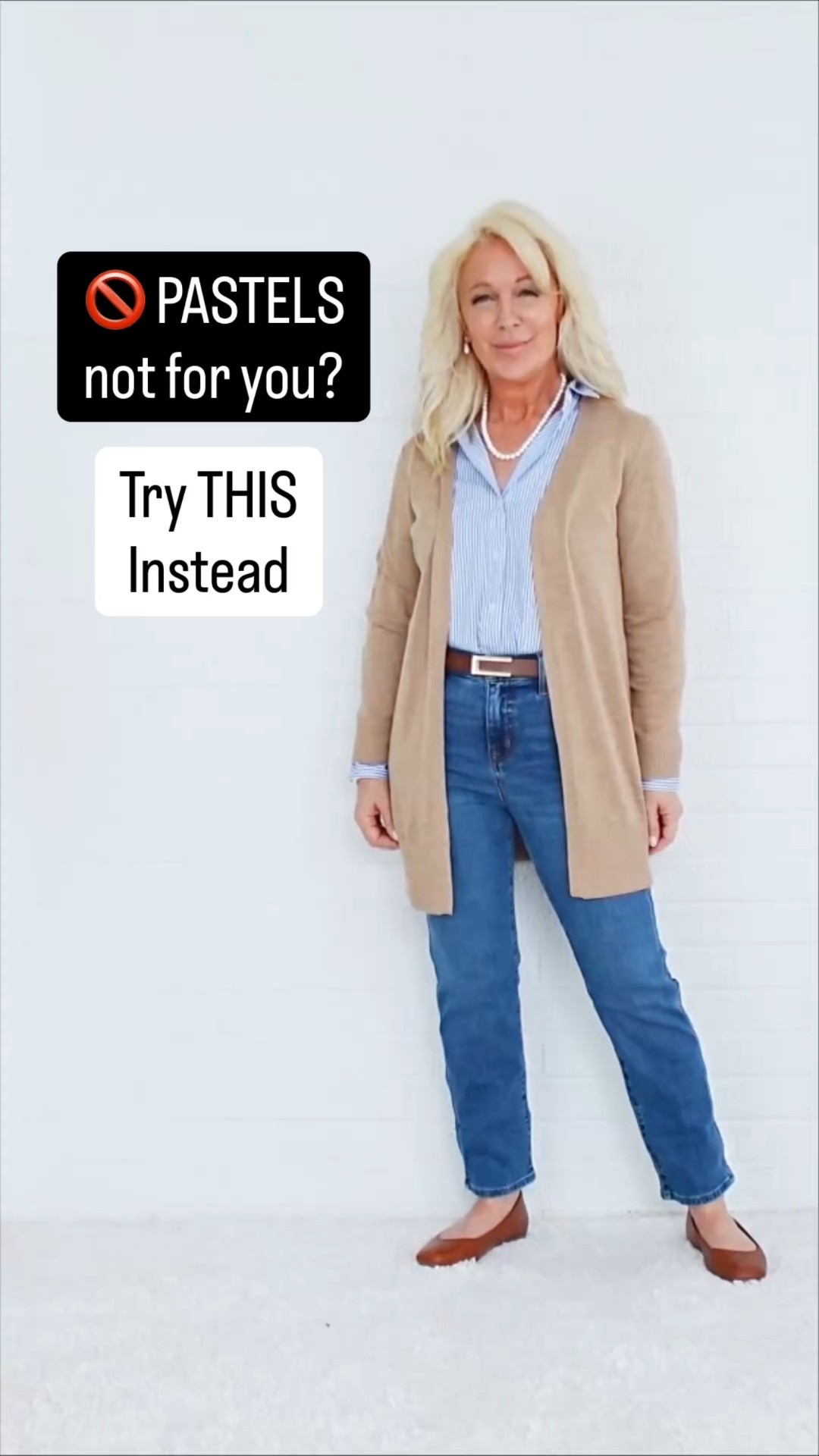 
Pastels aren’t your thing? You don’t have to wear blush or baby blue to feel like spring. 🤍

Neutrals can lighten your entire mood just as easily.

This is how stylish women 45+ shift seasons without looking like they’re trying too hard:

✨ Swap heavy winter layers for lighter ones
✨ Trade bulky knits for a soft button-down
✨ Keep the palette classic — camel, blue, white
✨ Choose structure over weight

Same sophistication.
Less heaviness.
Instant lift.

A camel cardigan instead of a wool coat.
A striped shirt instead of a chunky sweater.
Loafers instead of boots.

It’s not about adding color.
It’s about removing weight.

Spring style doesn’t have to be pastel to feel fresh — it just has to feel lighter.

💬 Comment LIGHT if you want more easy, modern outfit formulas like this. 

#LTKOver40 #LTKPetite #LTKSeasonal