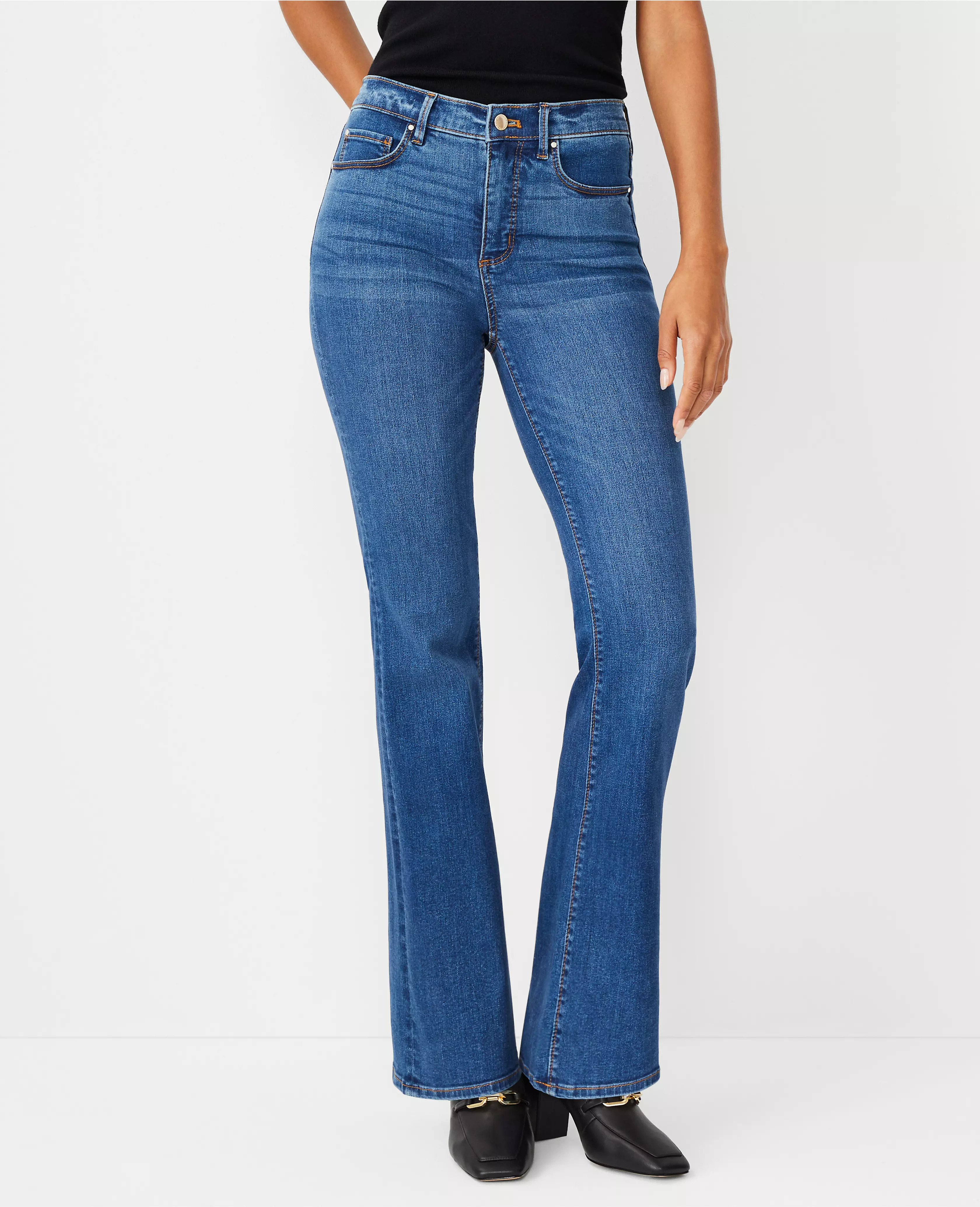 Mid Rise Boot Jeans in Bright Mid Indigo Wash | Ann Taylor (US)