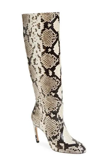 Stuart Weitzman Snakeskin Embossed Slouch Boot in Cream/Oat at Nordstrom Rack, Size 5.5 | Nordstrom Rack