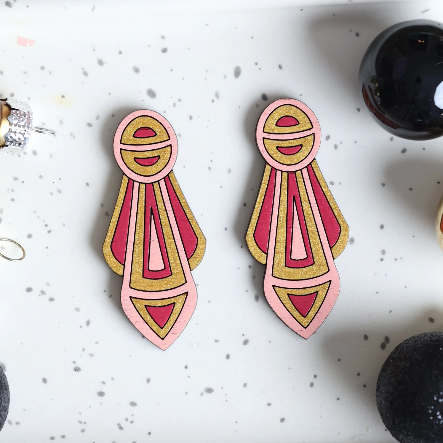 Art Deco Opera Statement Stud Earrings | Le Chic Miami