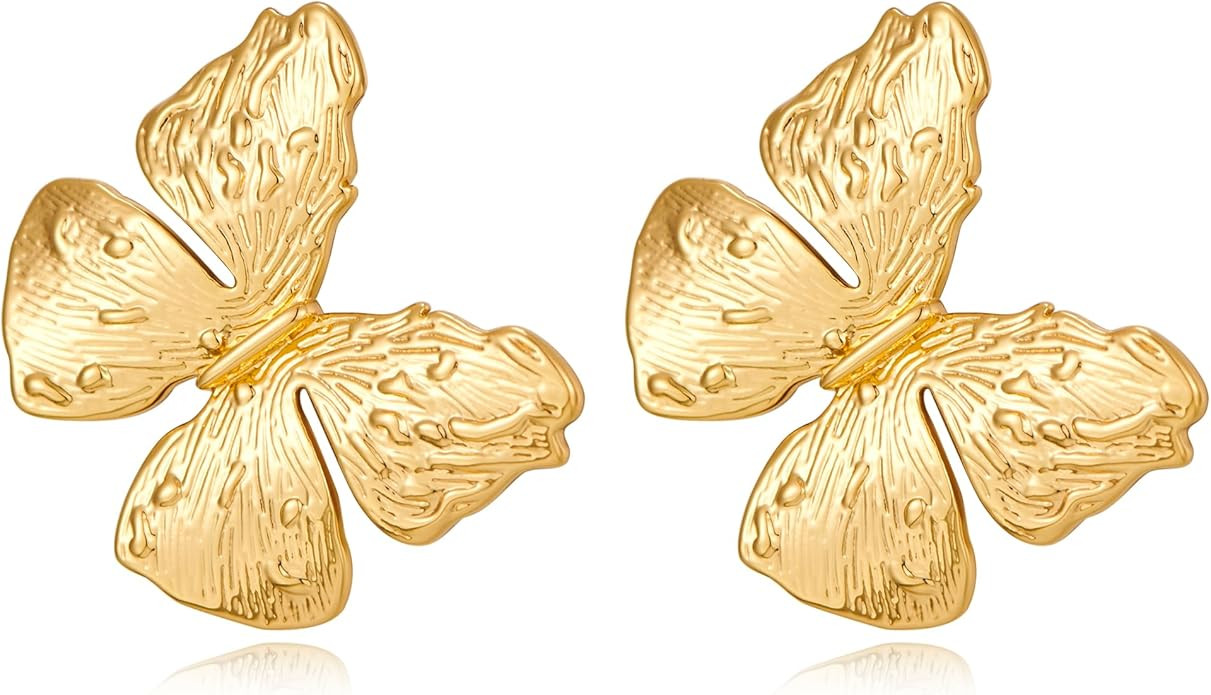 Gold Butterfly Earrings with Rhinestone Stud Earring Sparkly Statement Jewelry Gifts for Her | Amazon (US)