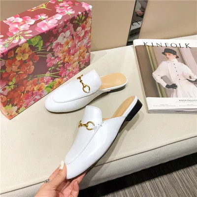 Designer Women Summer Princetown Lace Velvet Slippers Mules Loafers Genuine Leather Flats With Bu... | DHGate