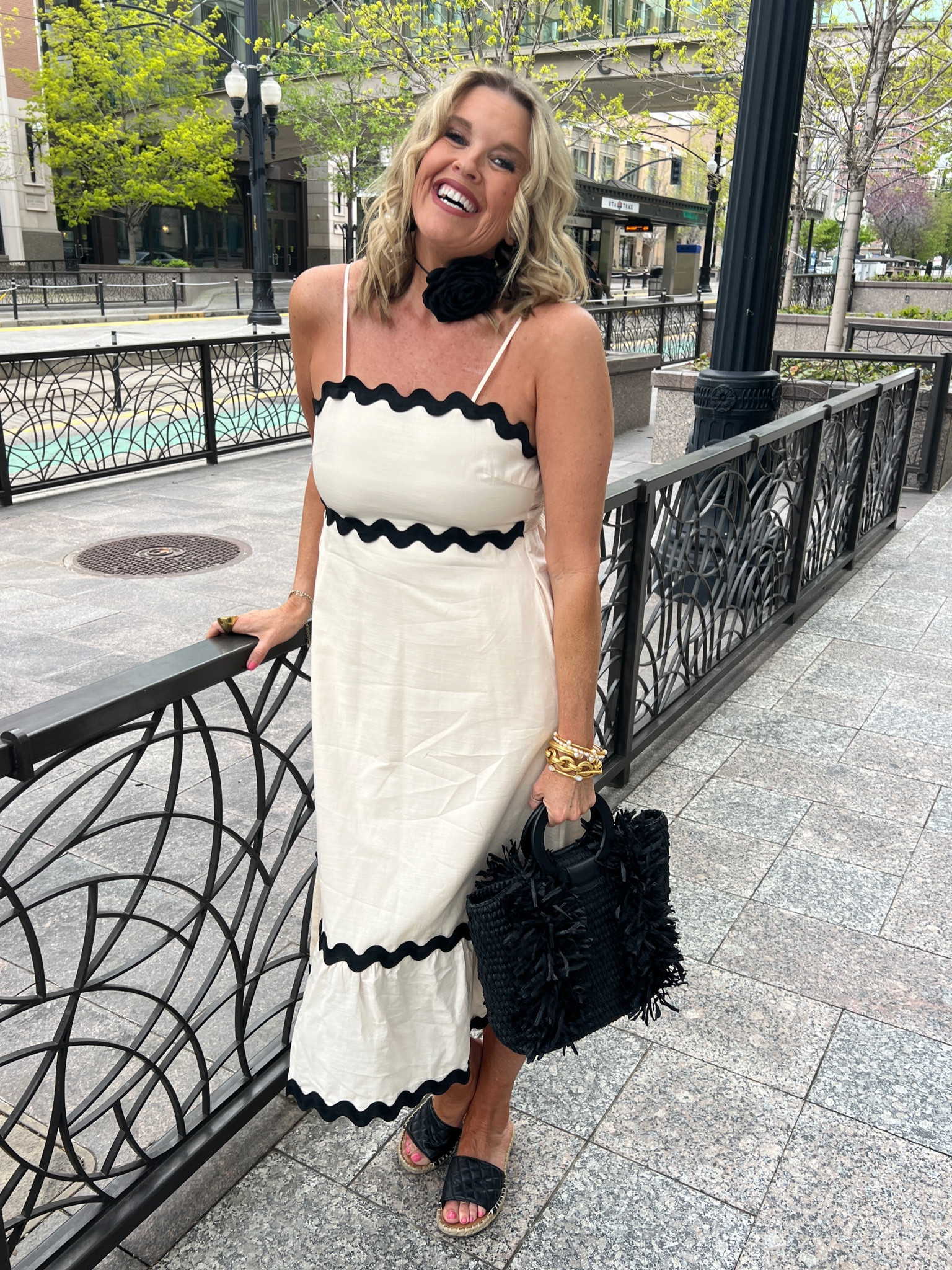 Sundress outfit inspo✔️🖤🤍

Cream and black rice rac flattering Dress- under $50 

With rose neck tie

Black hoop earrings

Black raffle bag (old) linked similar
Black quilted slide sandals (old) linked very similar 

Perfect for garden wedding, Mother’s Day, brunch,  graduations 

#LTKfindsunder50 #LTKparties #LTKstyletip