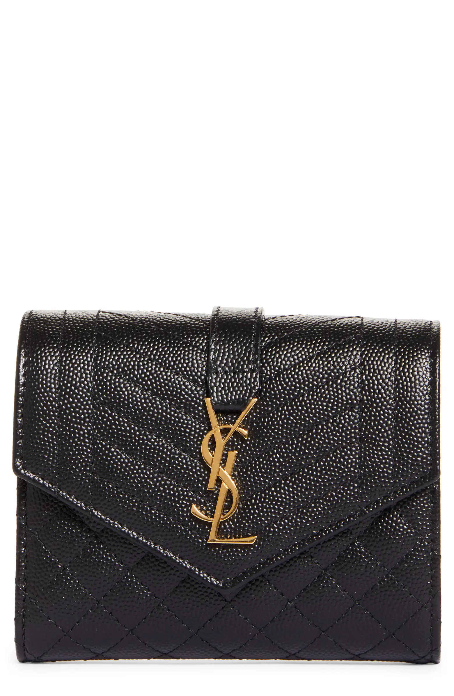 Monogram Pebbled Leather Envelope Card Case | Nordstrom